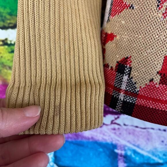 Vintage Momentum Silk Polyester Blend Open Front Leaf Print Cardigan Sweater M - Picture 4 of 9